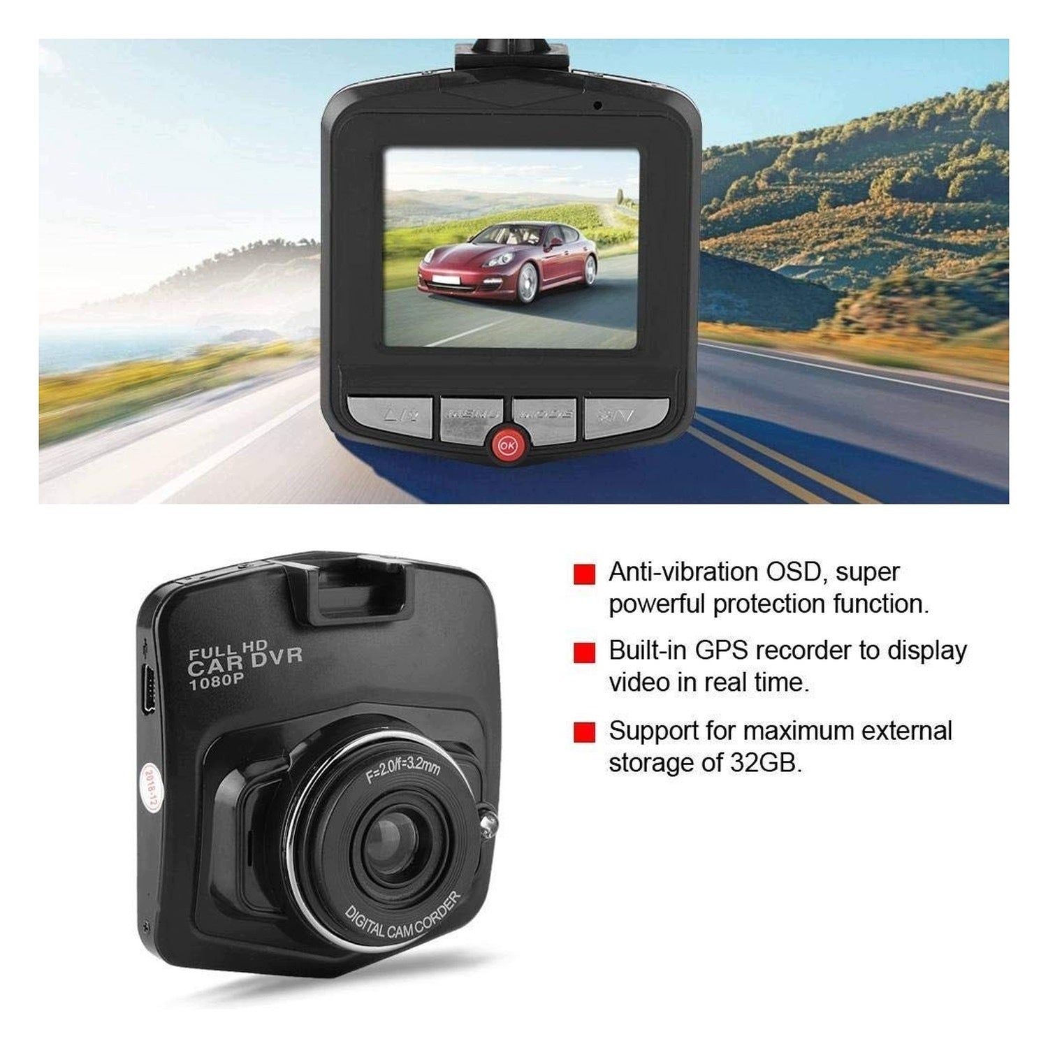 Allecto - Full HD 1080P Car Camera - 170° - Loop Recording Brand no brand