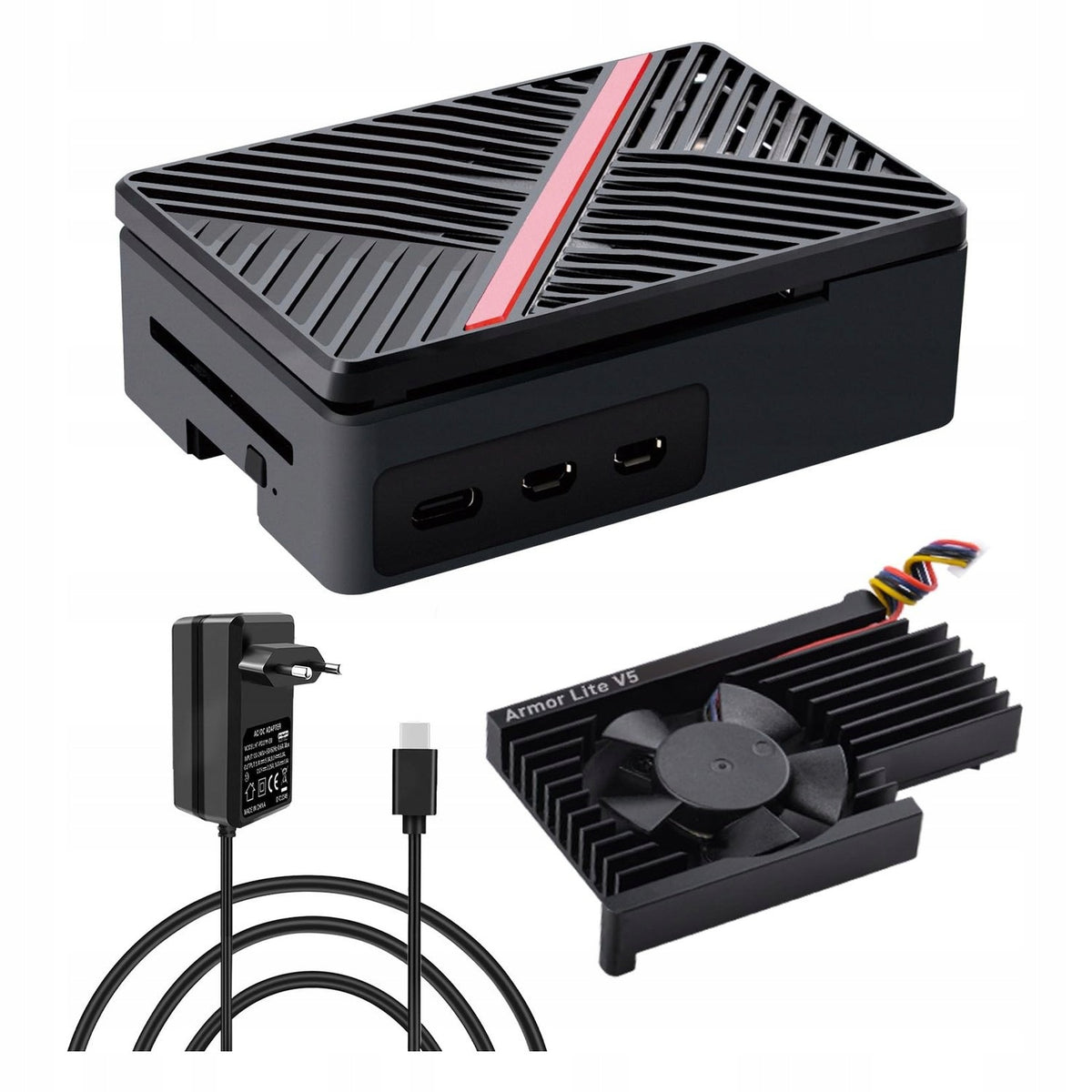 Allecto - Housing for Raspberry Pi 5 - Active Cooling - USB-C Power Supply