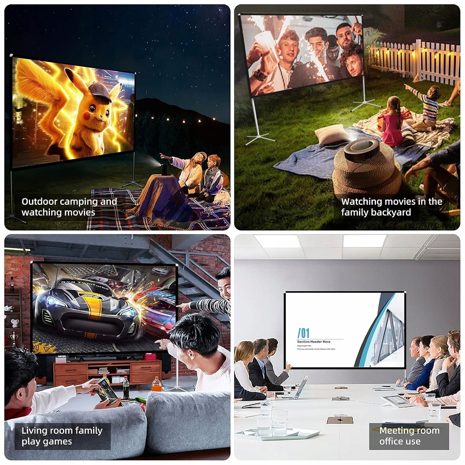 Allecto Projector Portable Projection Screen For Home Use Model Projektor Bildschirm mit Ständer