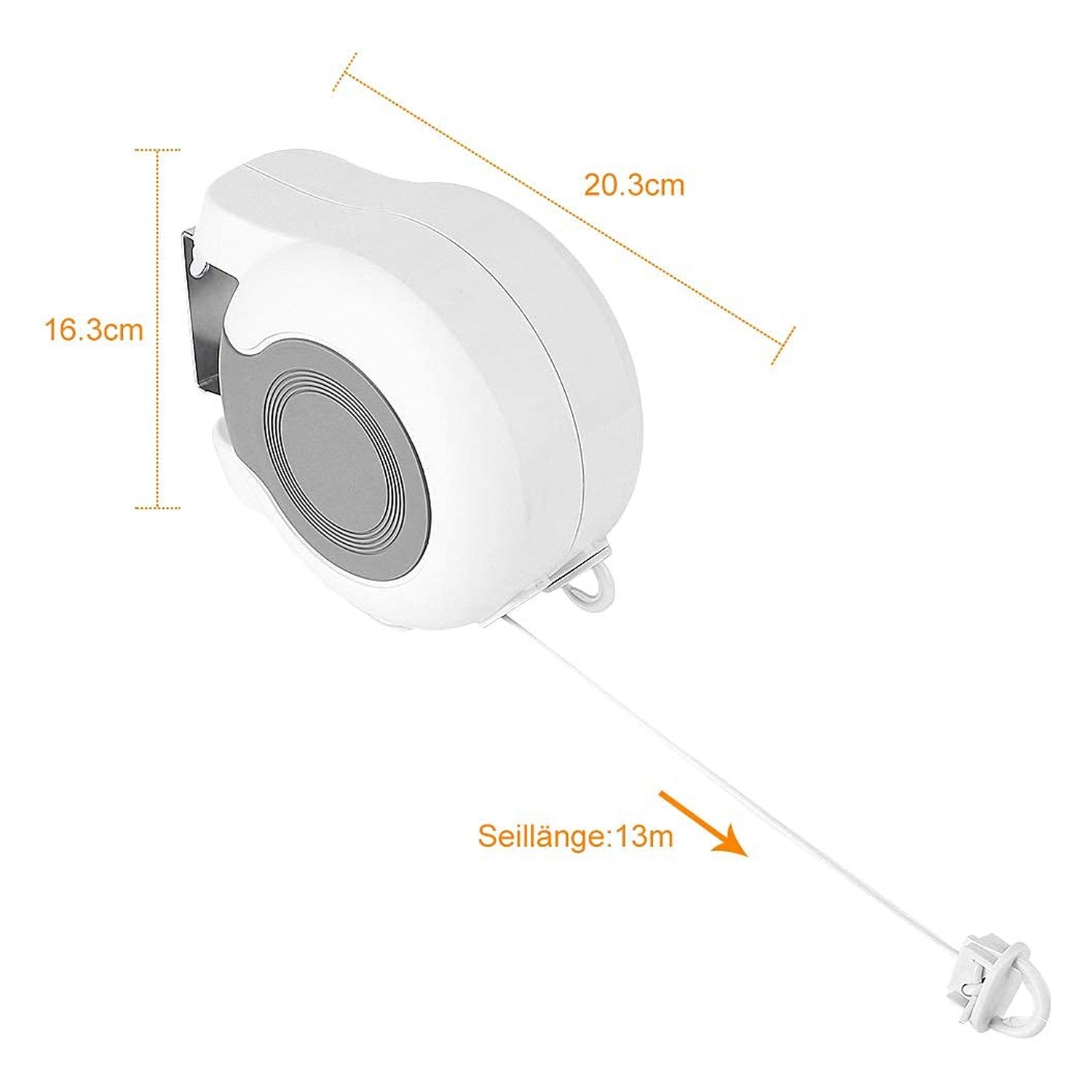 Allecto - Retractable clothesline - 13m, white - Balcony, garden Kind Balcony