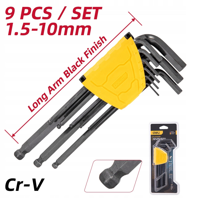 Allen wrench set 1.5-10mm with ball black Deli EDL232209H