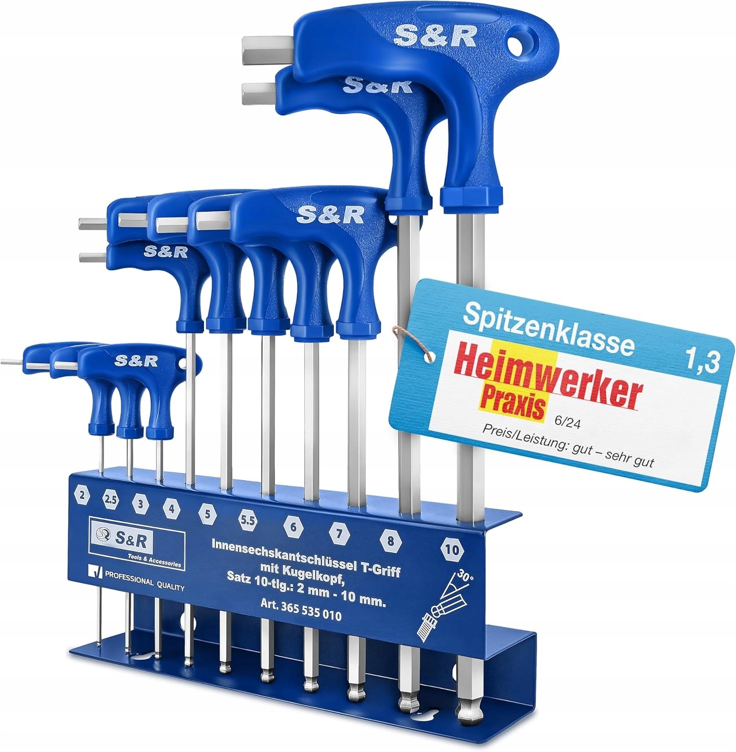 Allen wrench set of keys 10pcs S&R with ball T-type S2 steel