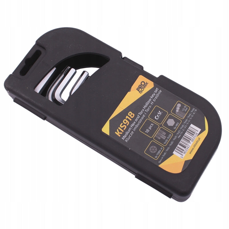 Allen wrenches + TORX Cr.V 18 parts BOX Brand Pro-Technik