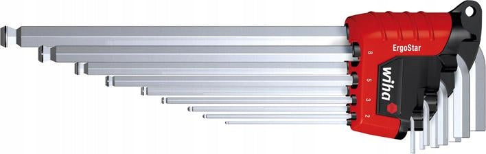 Allen wrenches, pin wrenches with ball, long 9 pcs. Hex, MagicRing WIHA