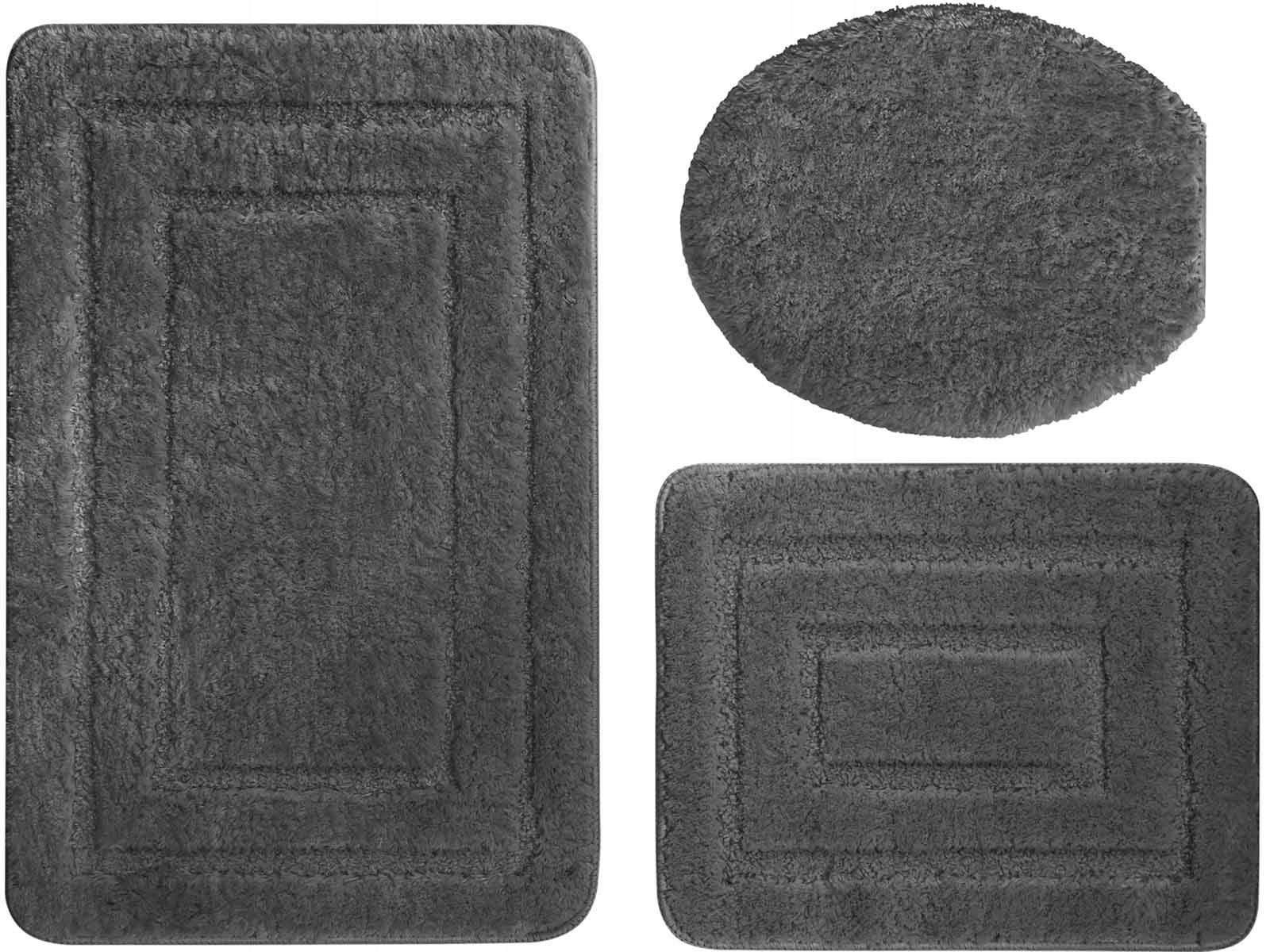 Alor Anti-Slip Bathroom Rug Dark Gray 3 pieces Set
