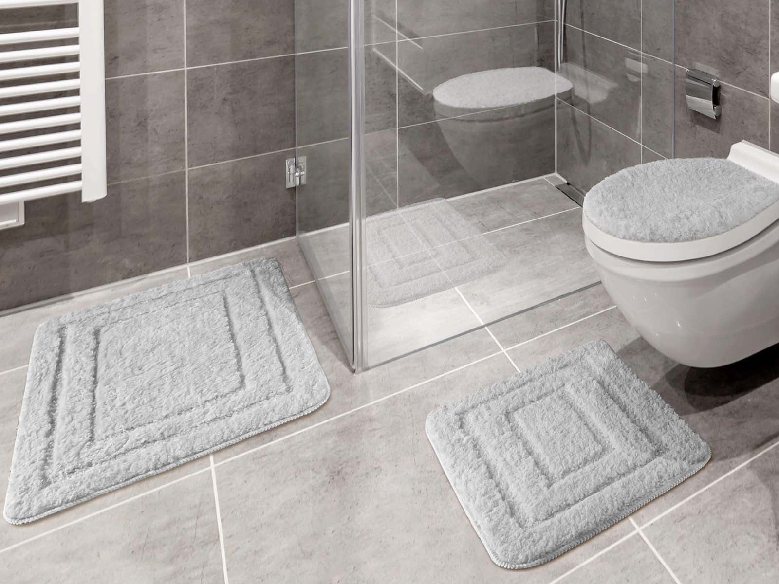 Alor Anti-Slip Bathroom Rug Jany Gray Popiel 3 pieces Set Length 80 cm