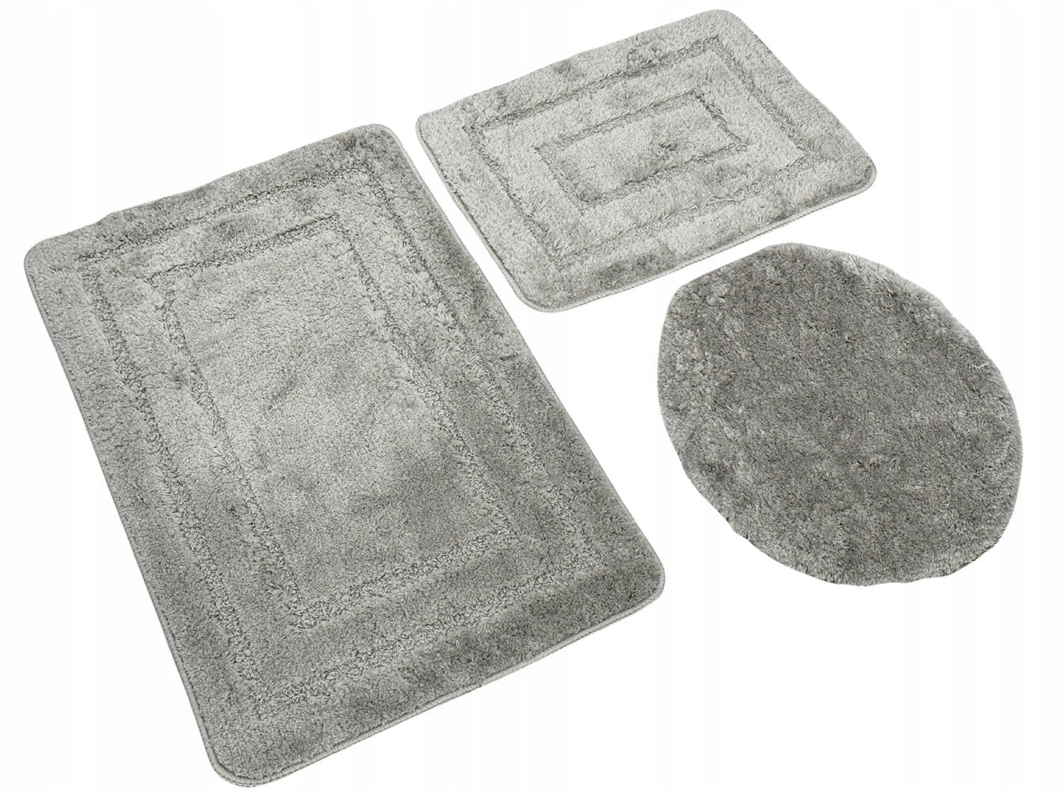 Alor Anti-Slip Bathroom Rug Jany Gray Popiel 3 pieces Set Thickness 20 mm