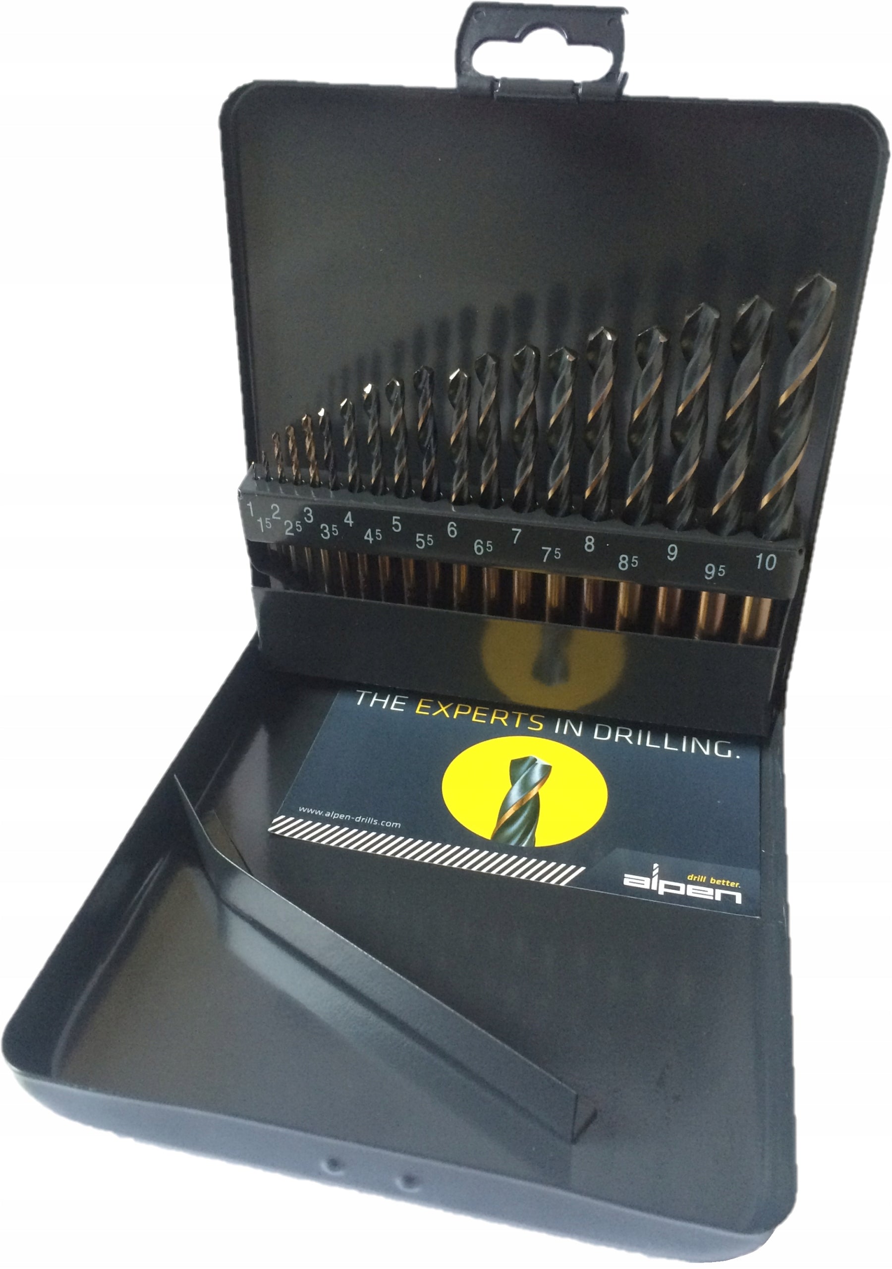 Alpen set, drill bits for metal fi 1-10 mm Sprint Master KM 19 pieces HSS Purpose for metal for plastic