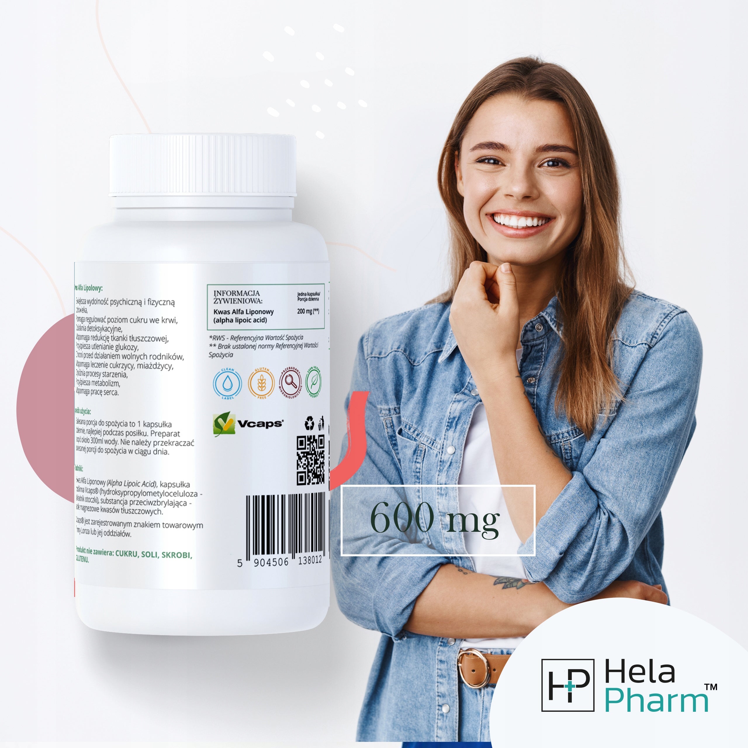 Alpha - Lipoic Acid 600mg DIABETES VEGE 120 capsules Packaging status original