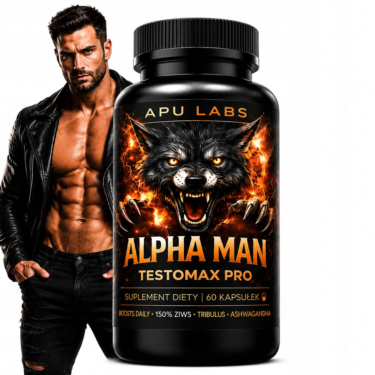 Alpha Man Testomax Pro ZINC GINSENG MACA TRIBULUS BOOSTER TESTOSTERONE Packaging status original