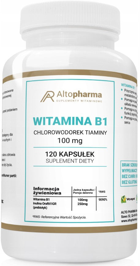 Altopharma Vitamin B1 100mg THIAMINE PREBIOTIC HEART 120 capsules
