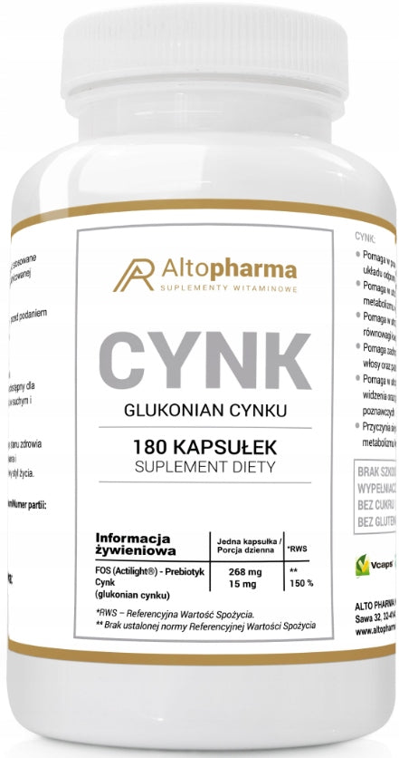 Altopharma Zinc Gluconate Skin 180 kaps.