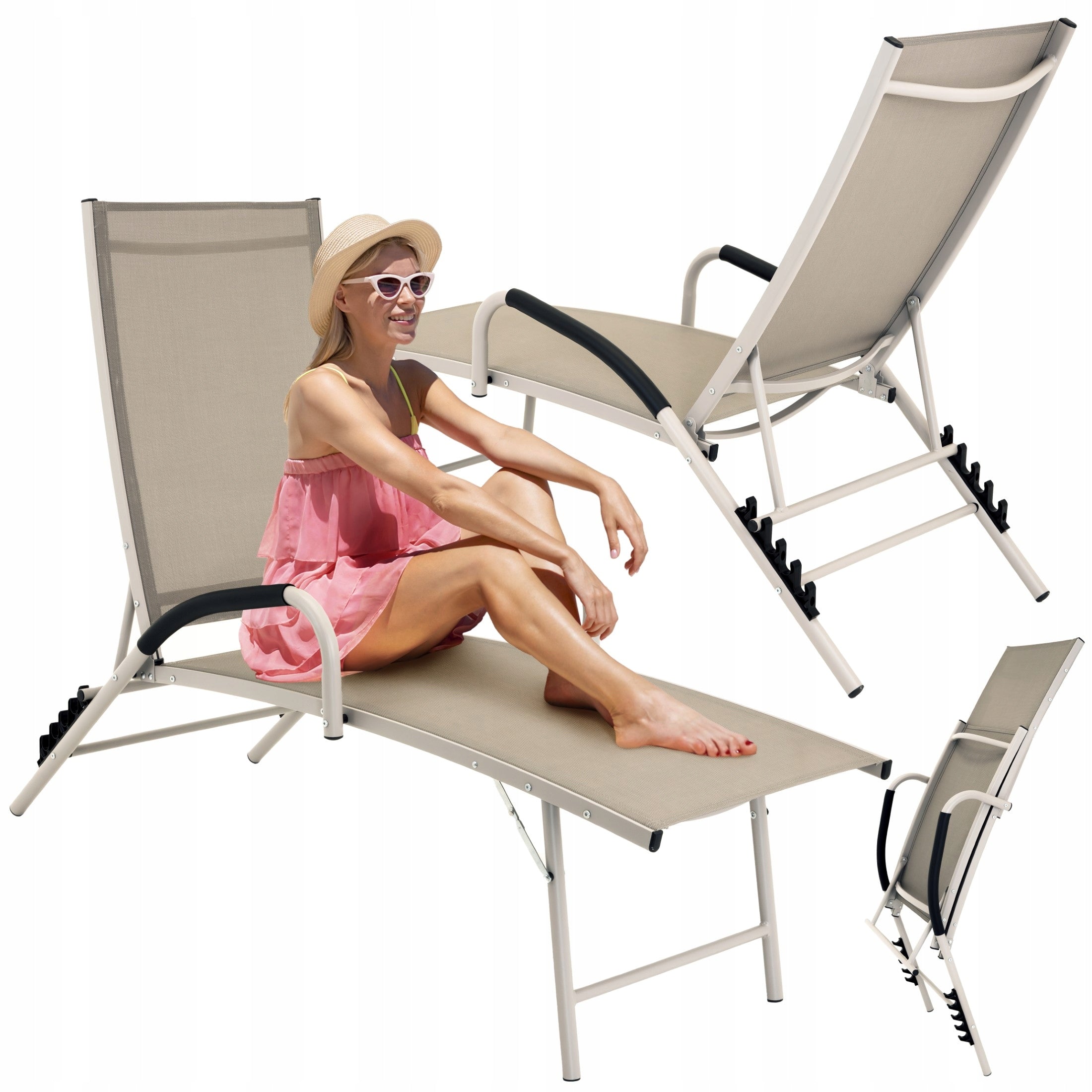 Aluminum Couch FOLDING Garden DECKCHAIR for Garden Adjustable Backrest