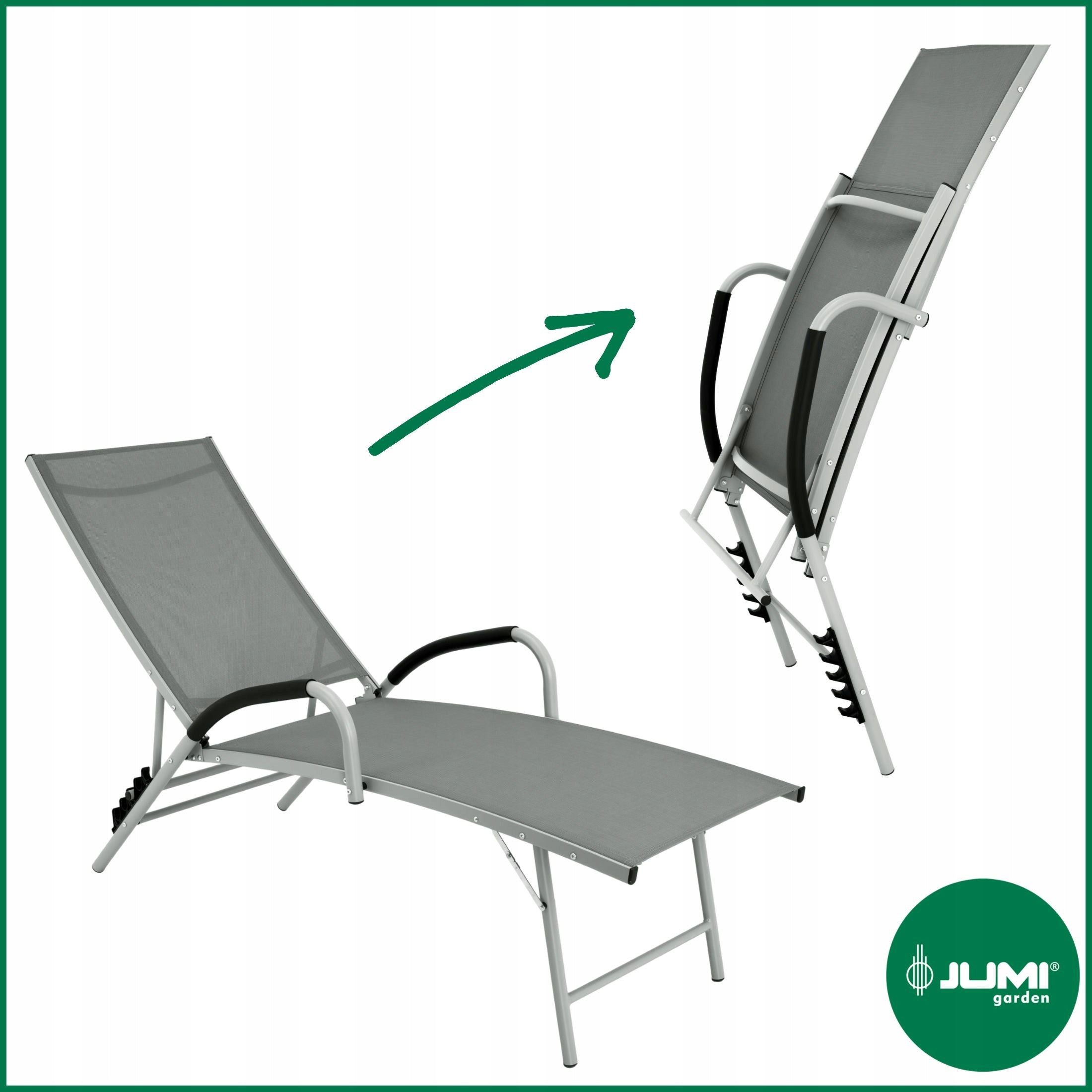 Aluminum Couch FOLDING Garden Deckchair for Garden Adjustable Backrest Width (shorter side) 62 cm