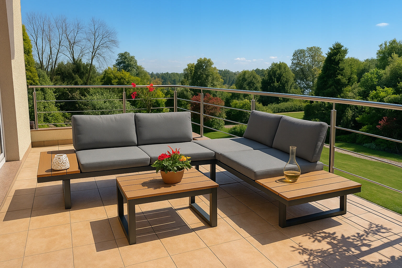 Aluminum Garden Furniture Set Corner Table Terrace Waterproof Main material metal