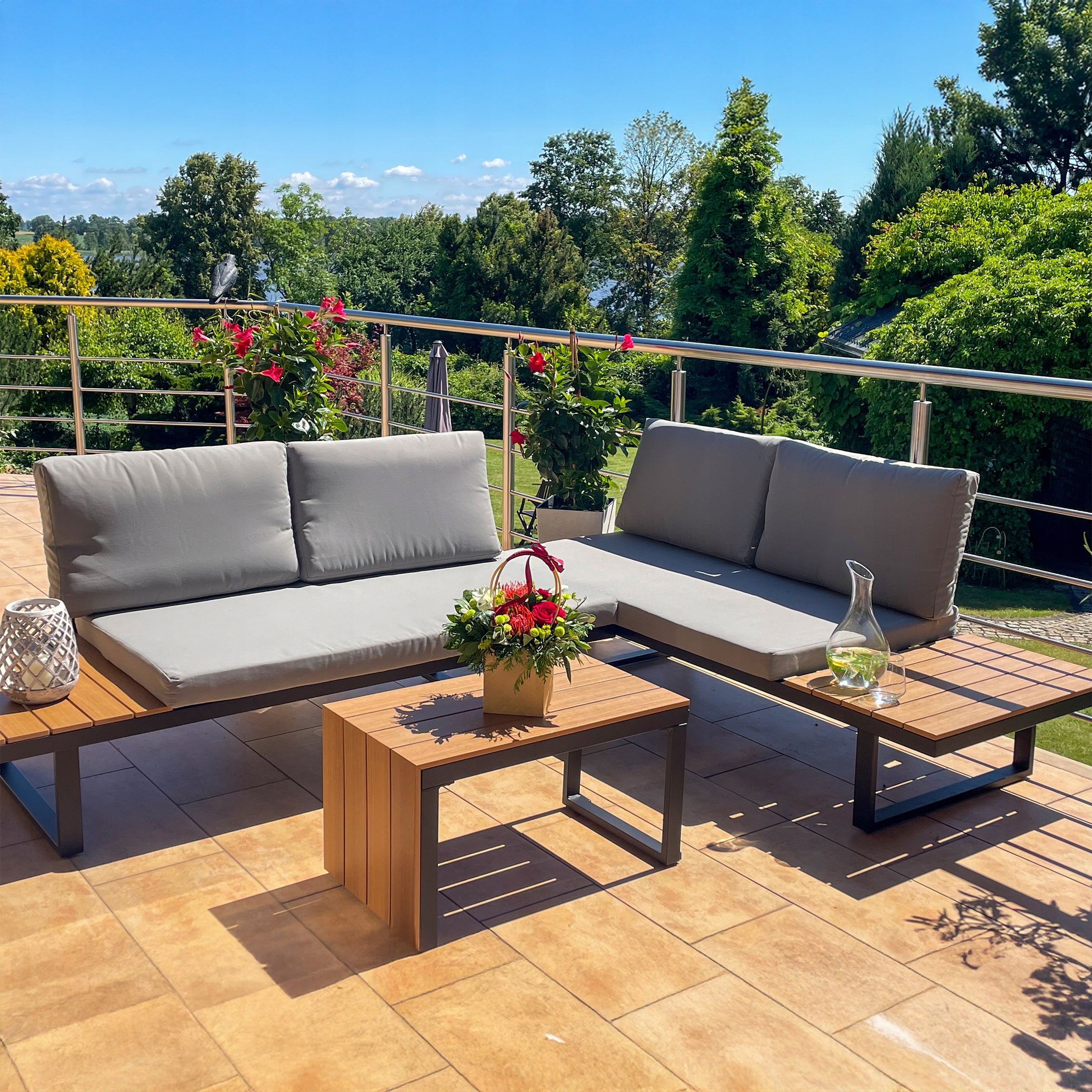 Aluminum Garden Furniture Set Corner Table Terrace Waterproof Manufacturer Nuforma