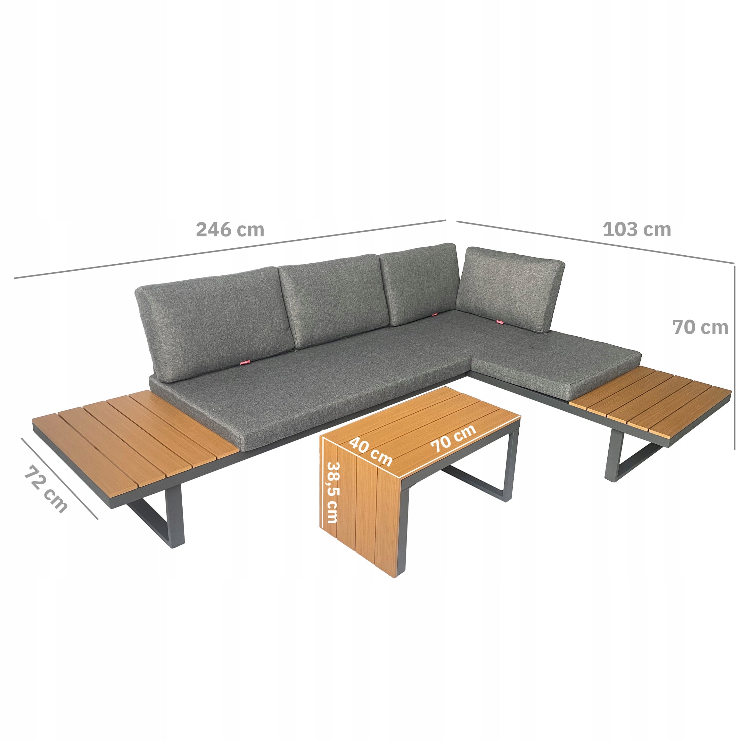 Aluminum Garden Furniture Set Corner Table Terrace Waterproof Number of items in the set 3