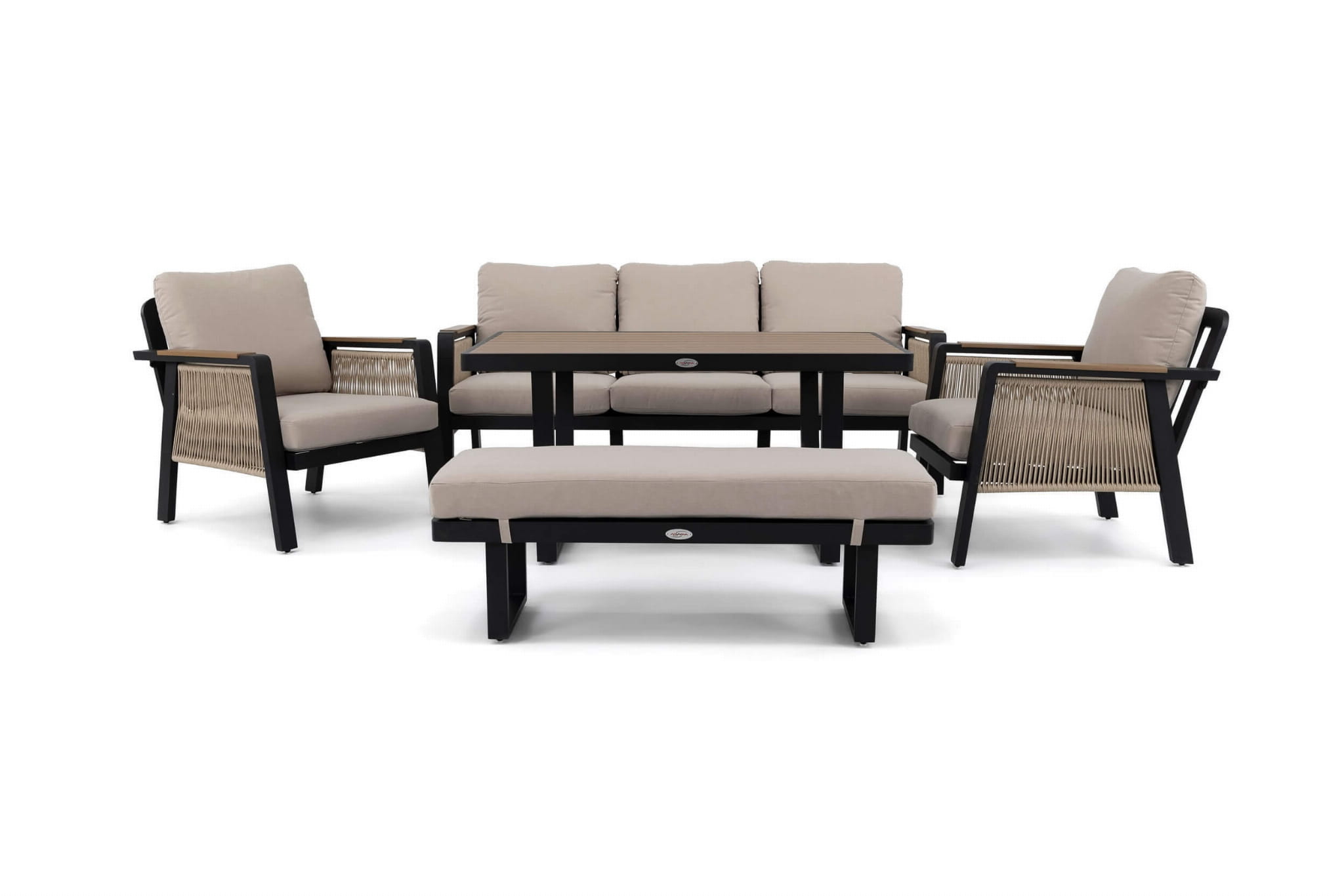 Aluminum Garden Furniture Set PROVENCE Black Beige Cushions Manufacturer EMWOmeble