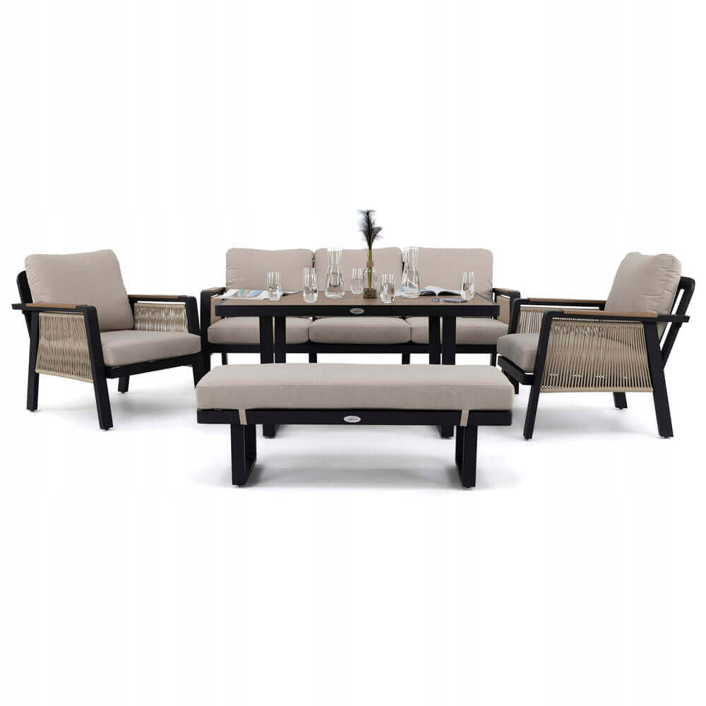 Aluminum Garden Furniture Set PROVENCE Black Beige Cushions Manufacturer code PROVENCE-CZARNY-BRĄZ