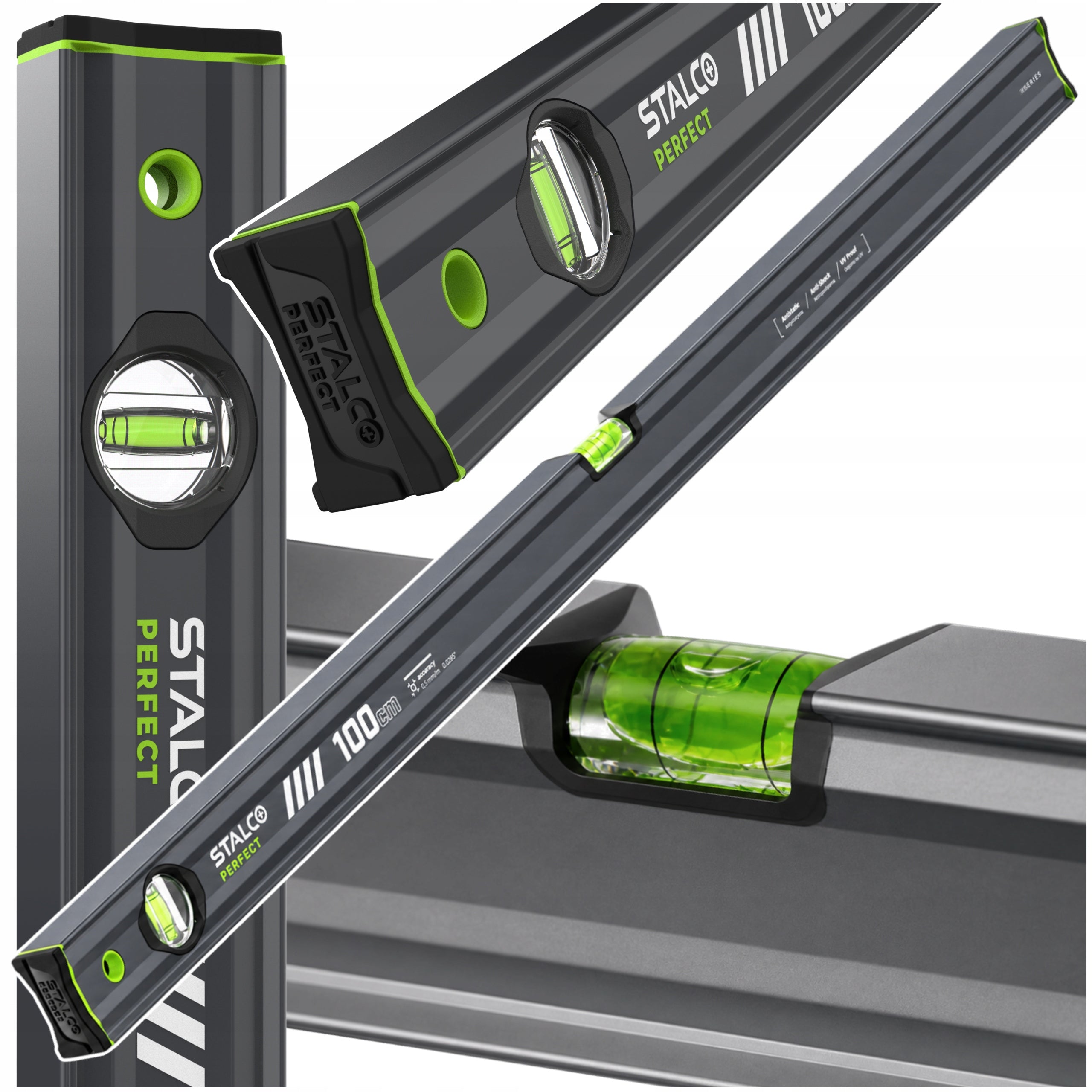 Aluminum Level 100 cm Level Stalco Perfect Vseries 2 libelle 1m