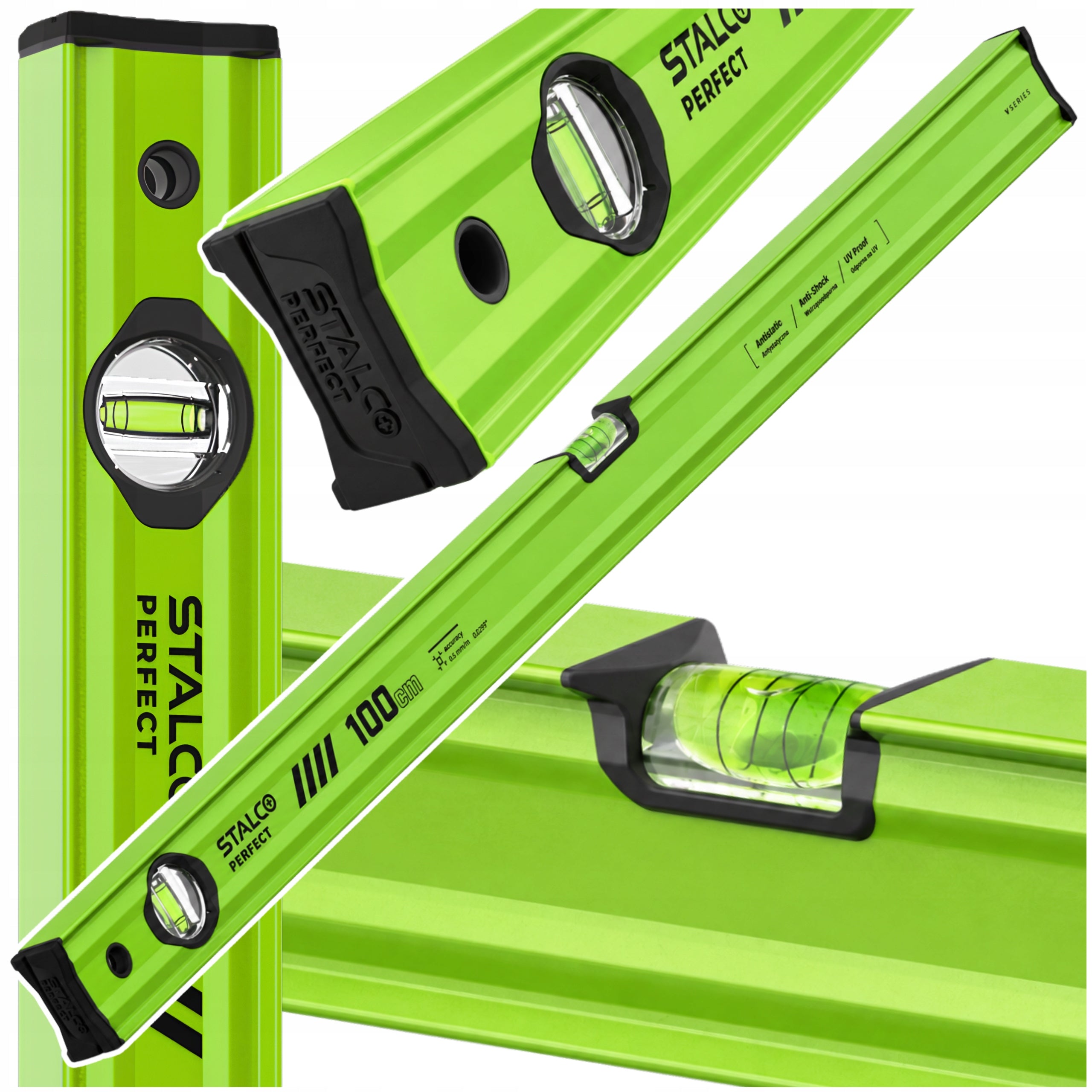Aluminum Level 100 cm Level Stalco Perfect Vseries 2 libelle 1m