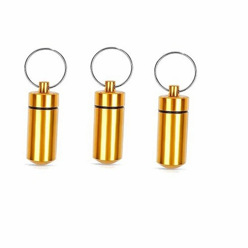 Aluminum Pill Keychain, Airtight, for Keys, Gift, Set of 3