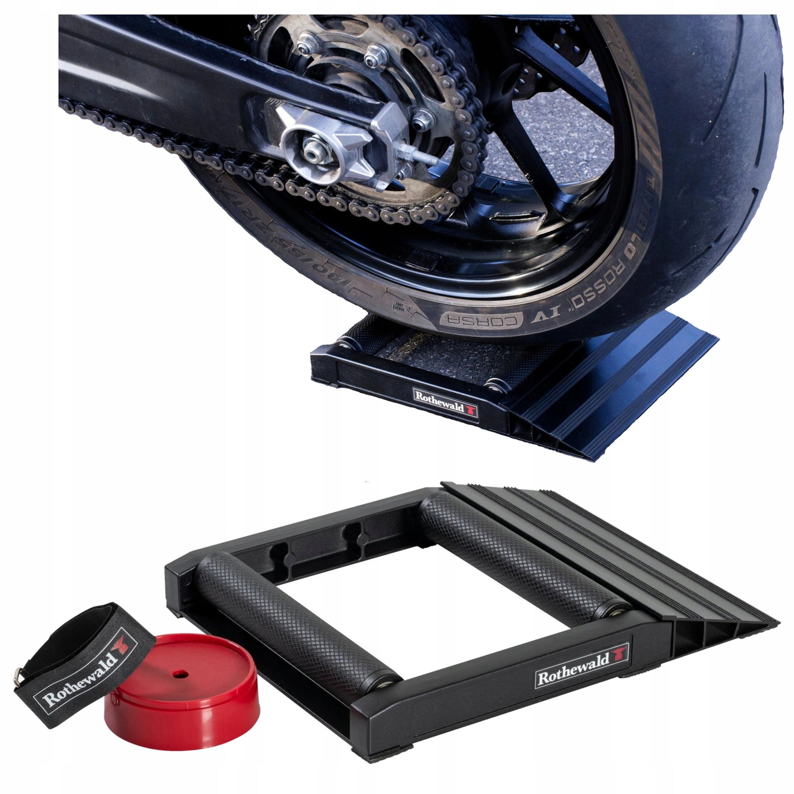 Aluminum Service Rollers Low Under Motorcycle Rear Wheel With Stand
