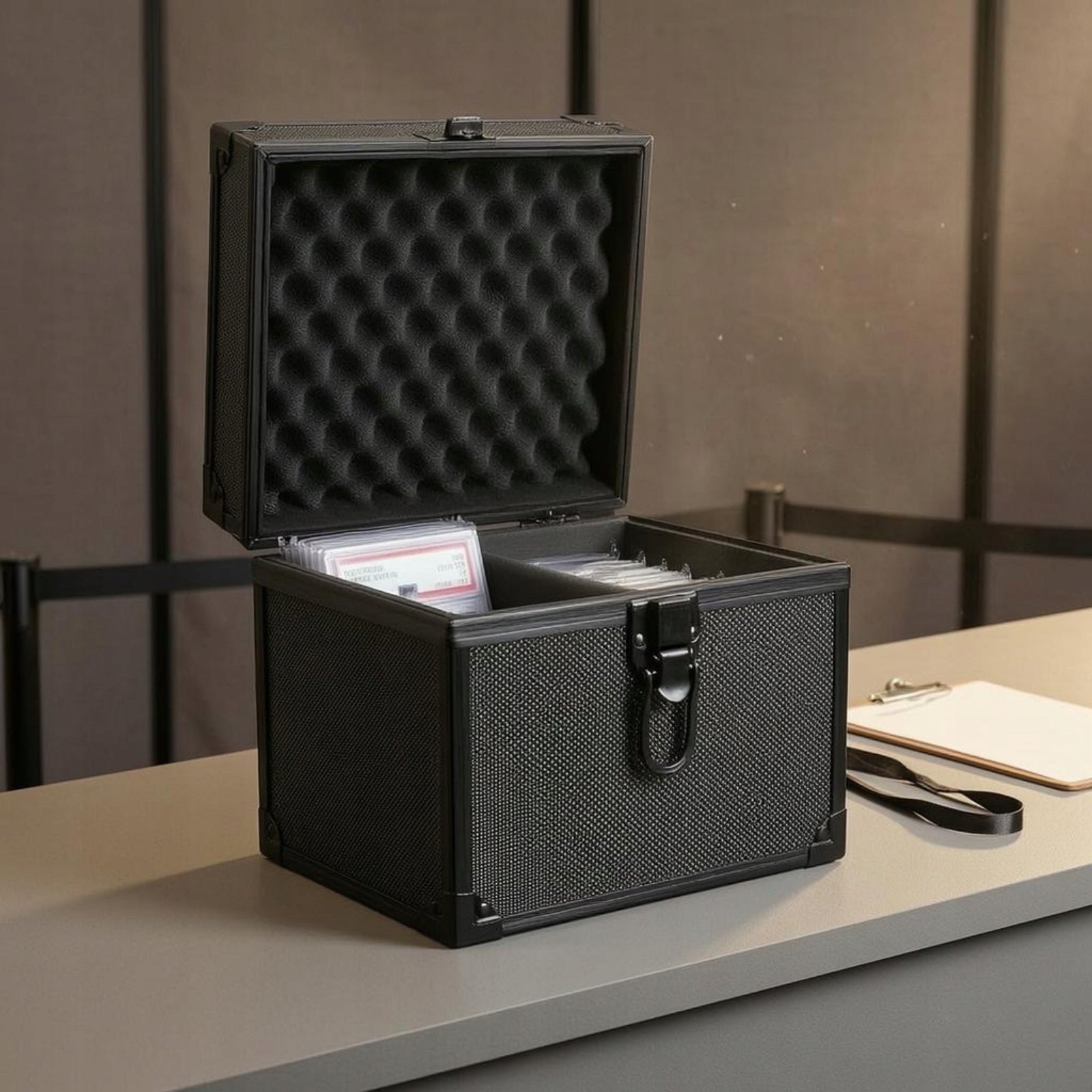 Aluminum Storage Case Hinged Lid Hard Protective Enclosure Top Carry Handle Model as described