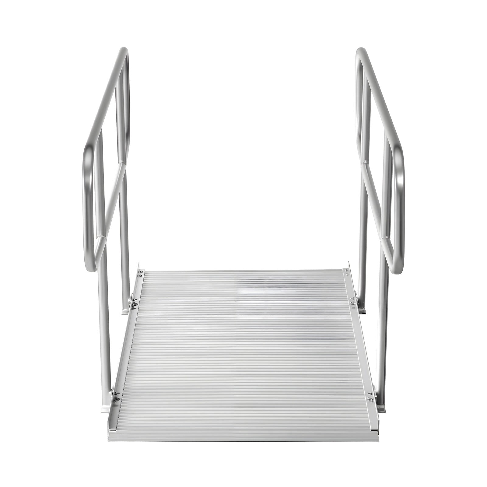 Aluminum Threshold Ramp With Handrails 180,6x83CM 453,6KG Anti-slip Brand SucceBuy