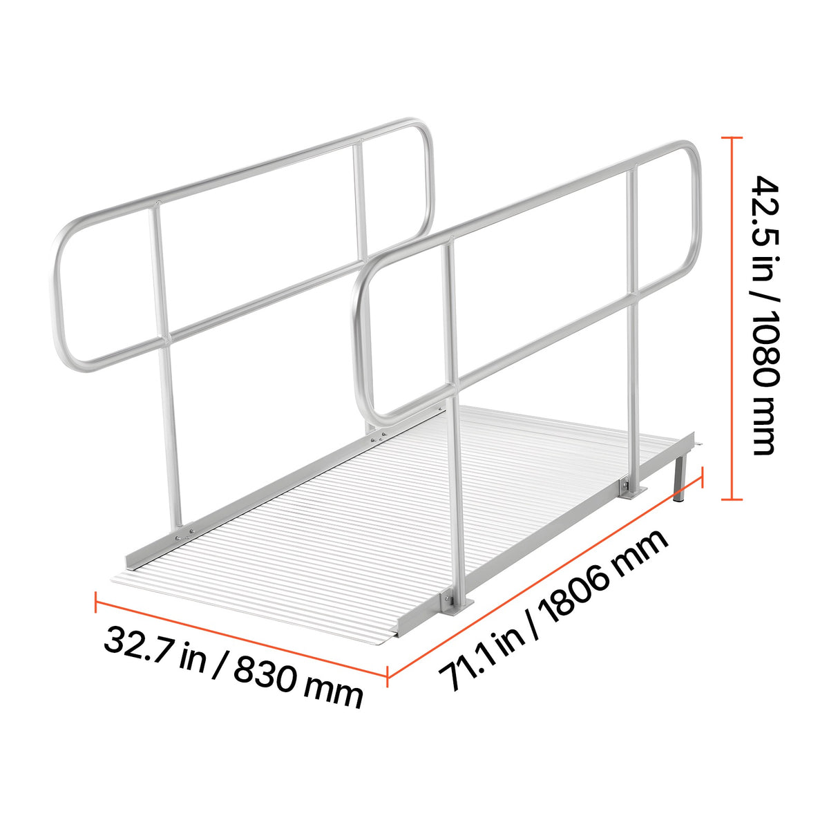 Aluminum Threshold Ramp With Handrails 180,6x83CM 453,6KG Anti-slip Manufacturer code FSSMJPD6YC00E8
