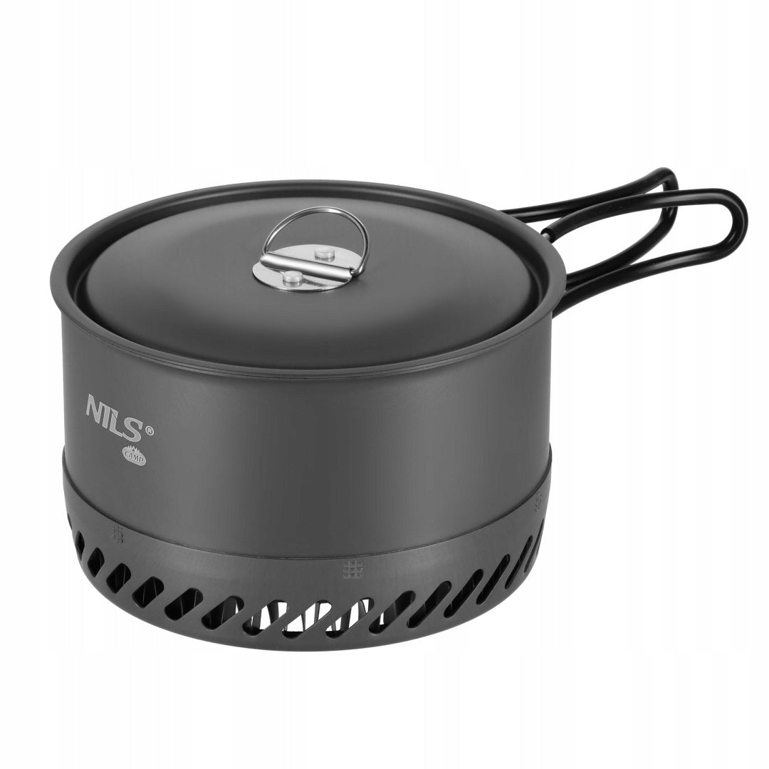 Aluminum Tourist Pot With Lid 1000 ml Camping With Heatsink