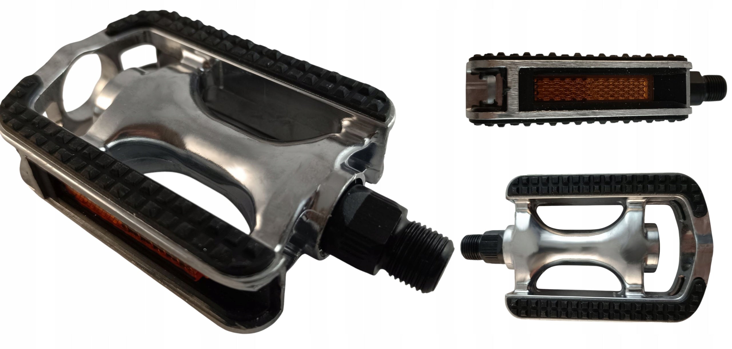 Aluminum bicycle pedals with reflectors on MTB bearings trekking light set Brand no brand