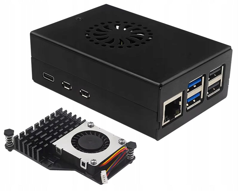 Aluminum housing for Raspberry Pi 5 + fan with heat sink