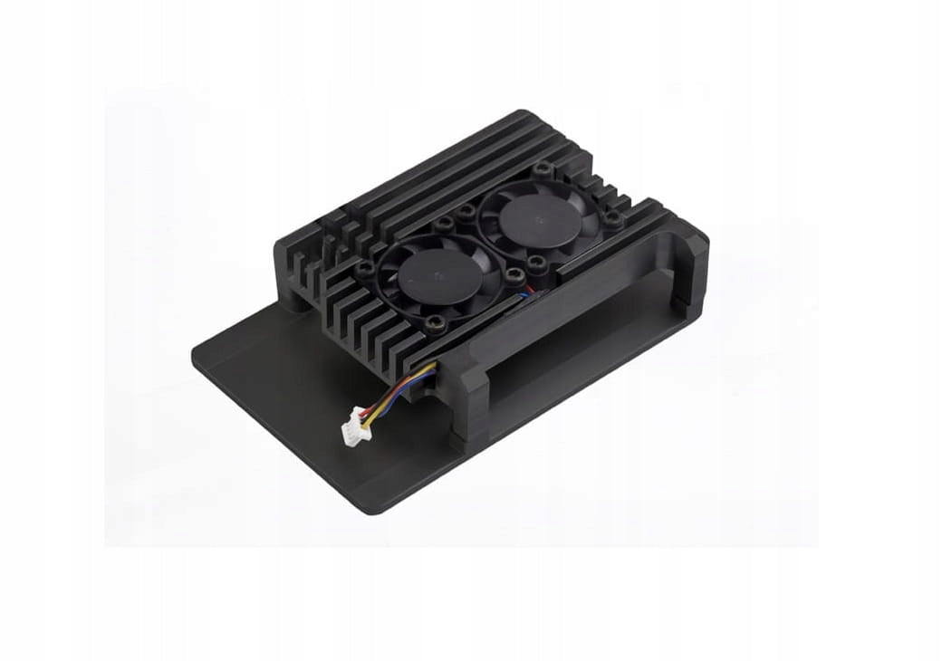 Aluminum housing for Raspberry Pi 5 with two cooling fans
