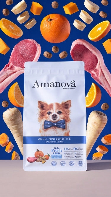 Amanova Adult Mini Sensitive Delicious Lamb 2kg. Lamb, monoprotein Packaging status original