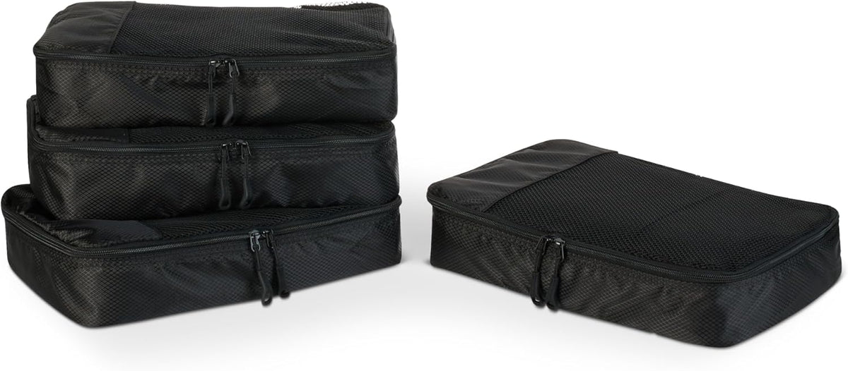 Amazon Essentials 4 Cubes Packing Black Mesh Lock [M]