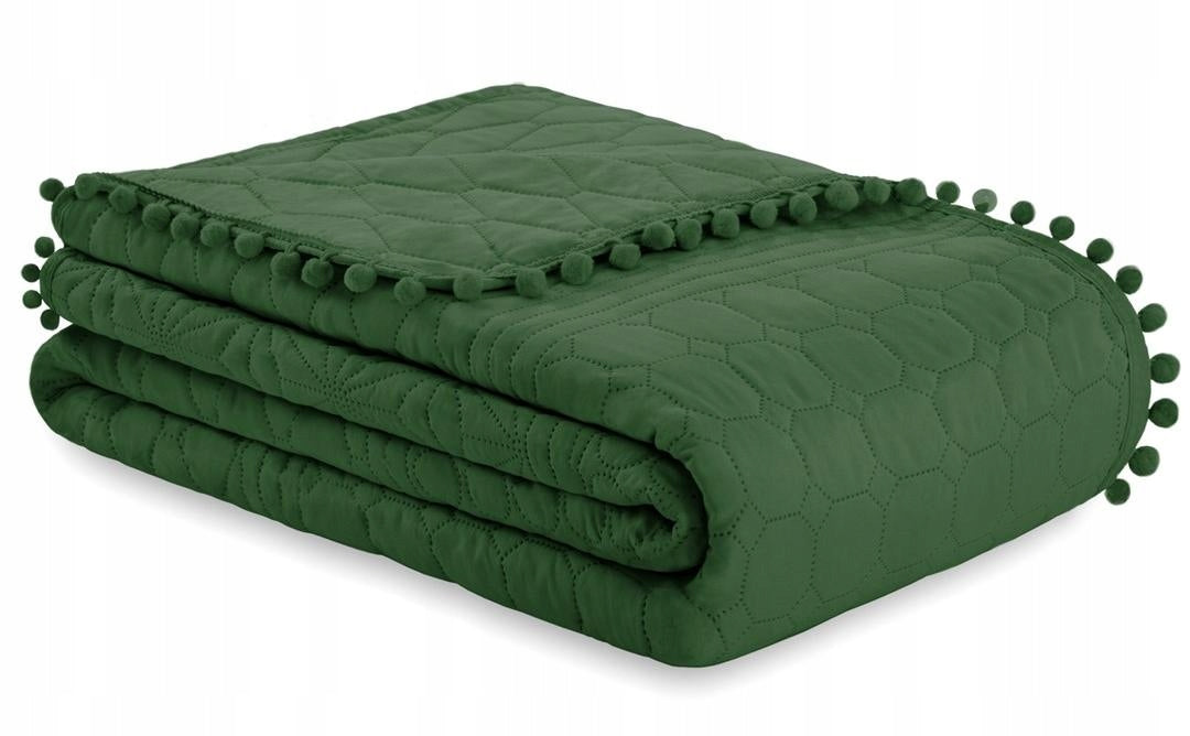 AmeliaHome gesteppte Tagesdecke mit Fransen Meadore, 200x220 cm 
