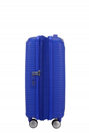 American Tourister Soundbox Cabin Suitcase 55cm Widened Blue TSA Depth (shorter edge) 20 cm