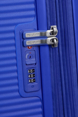 American Tourister Soundbox Cabin Suitcase 55cm Widened Blue TSA Model 88472