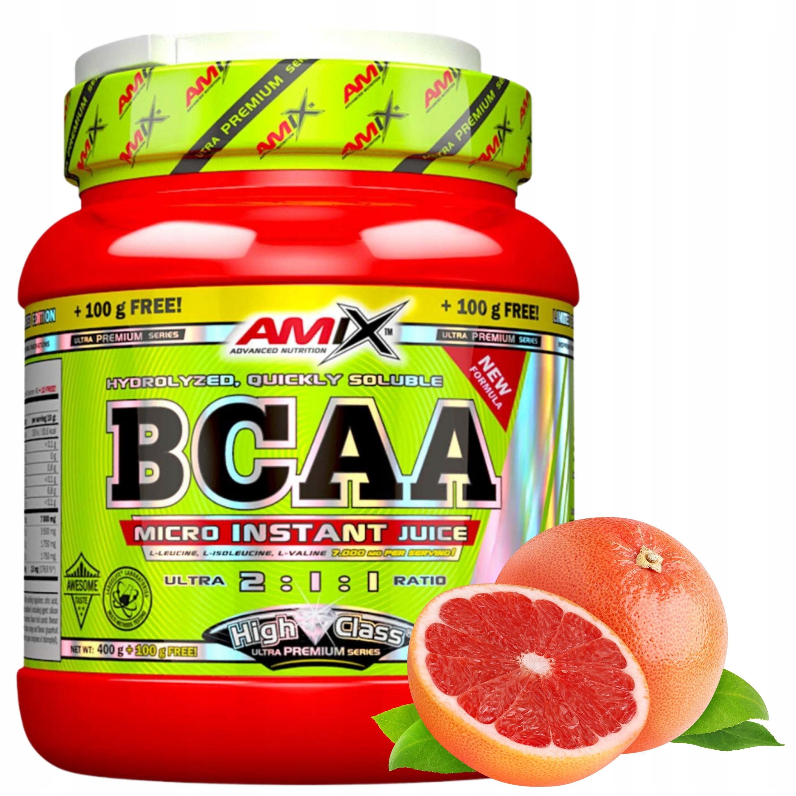 Amino acids for Drinking Muscle Regeneration BCAA 2:1:1 Grapefruit Flavour 500g