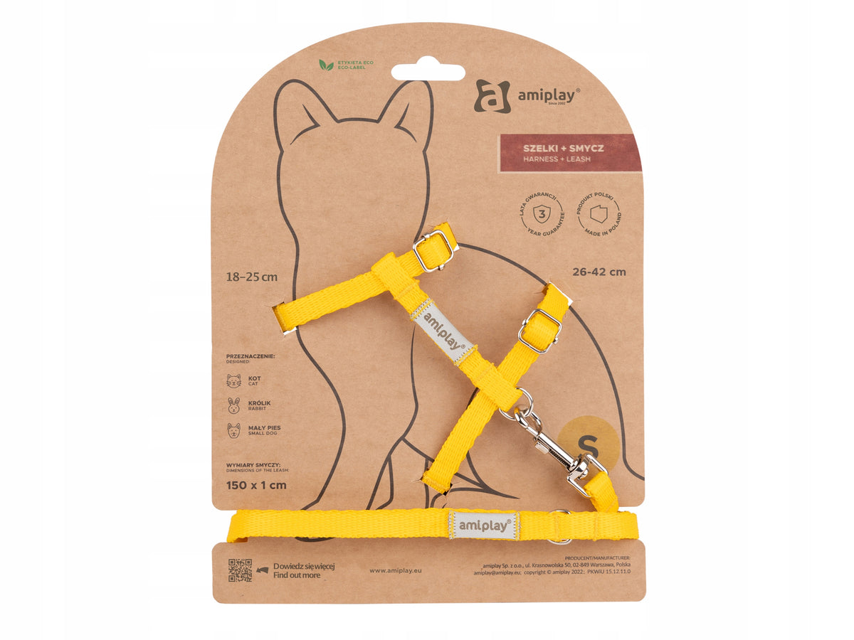 Amiplay Cat Harness and Leash Samba M Yellow