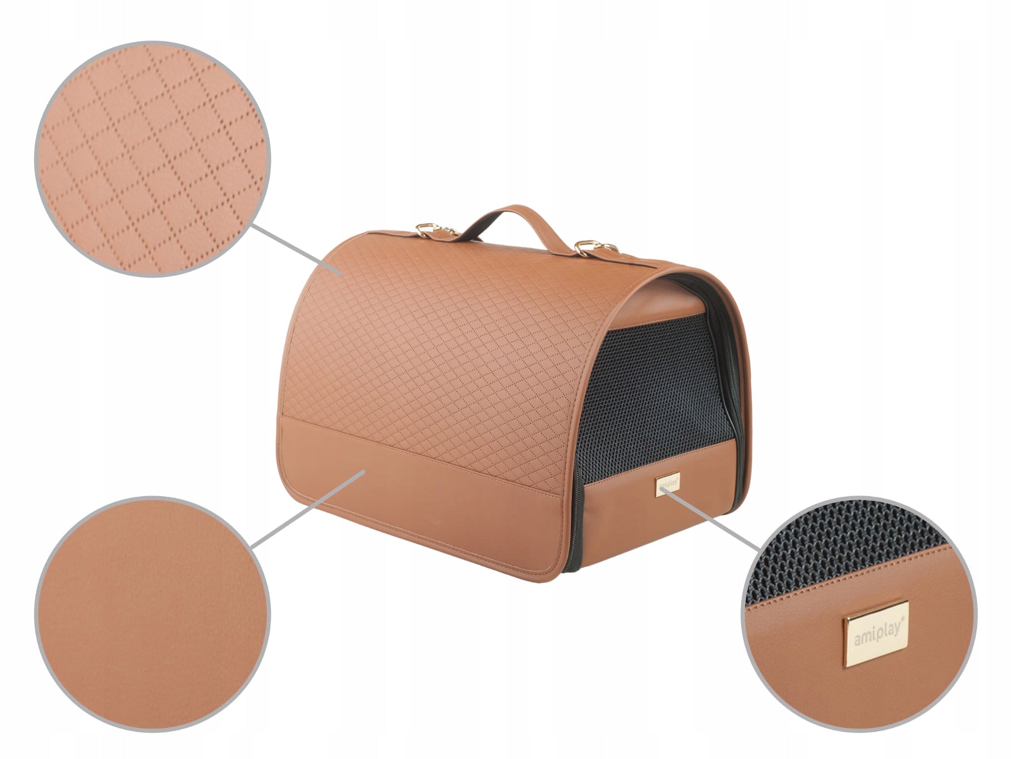 Amiplay Transport BAG New York M Brown Elegant ala Leather Color brown