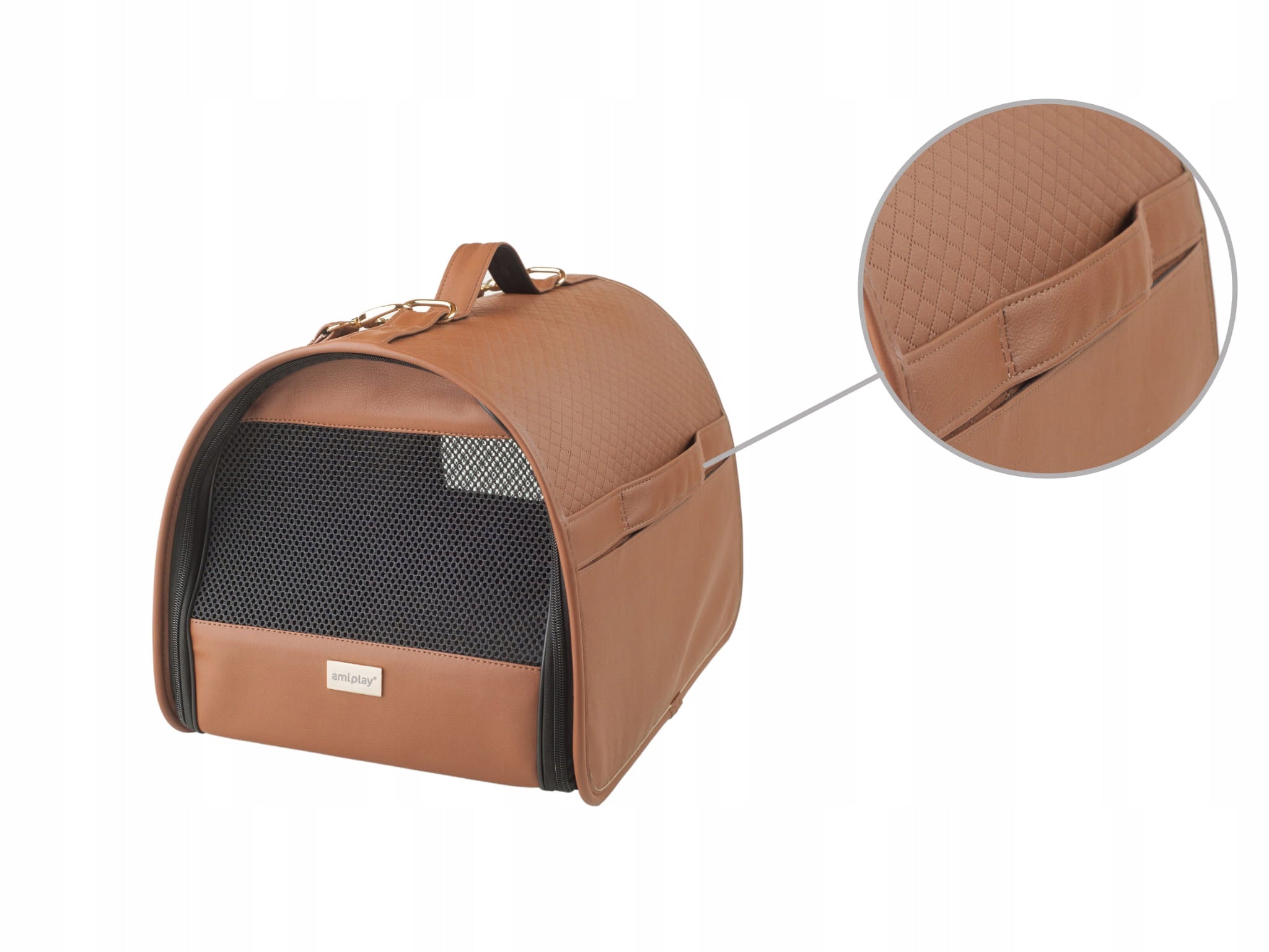 Amiplay Transport BAG New York M Brown Elegant ala Leather Product width 26 cm