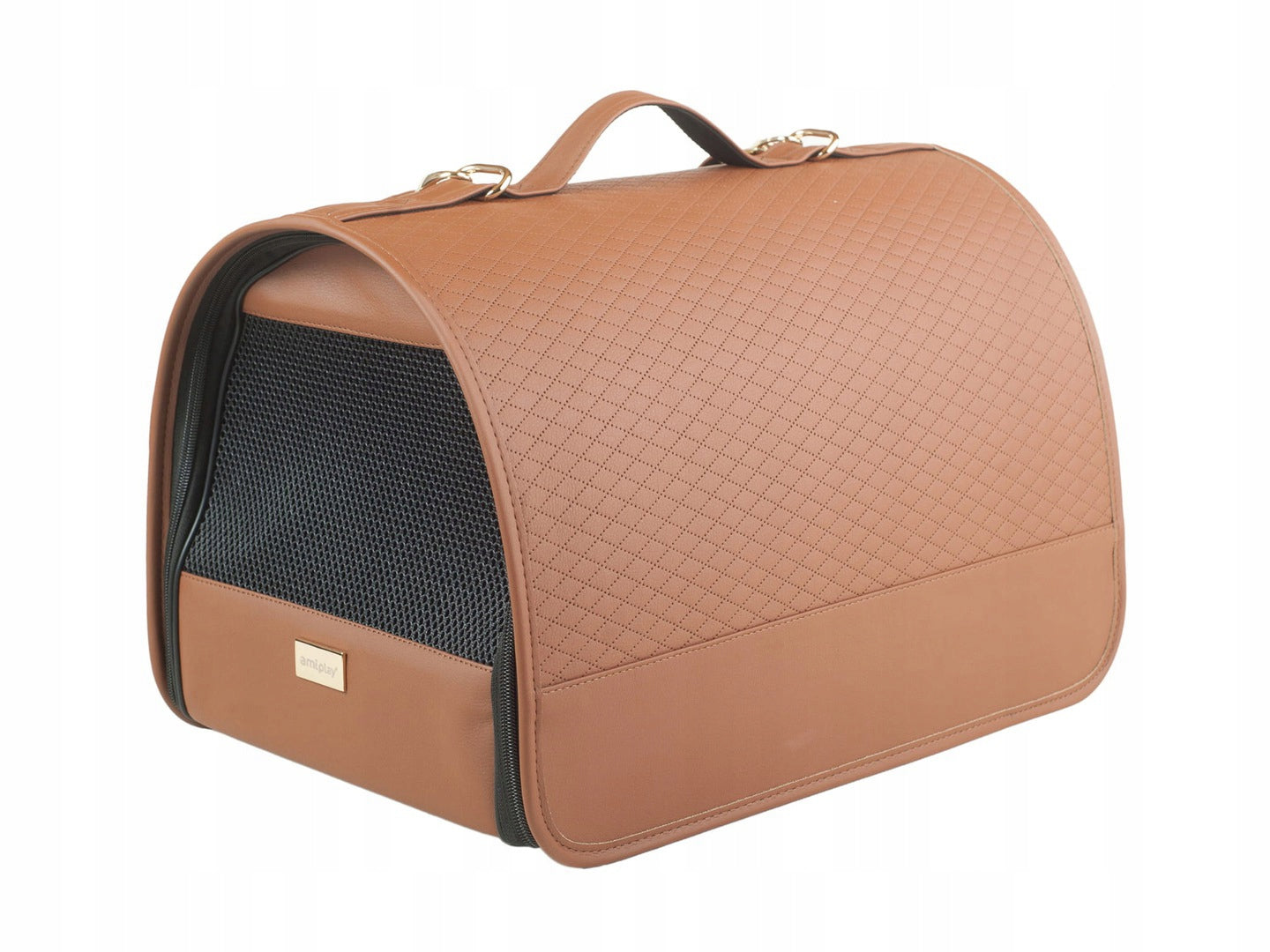 Amiplay Transport BAG New York M Brown Elegant ala Leather