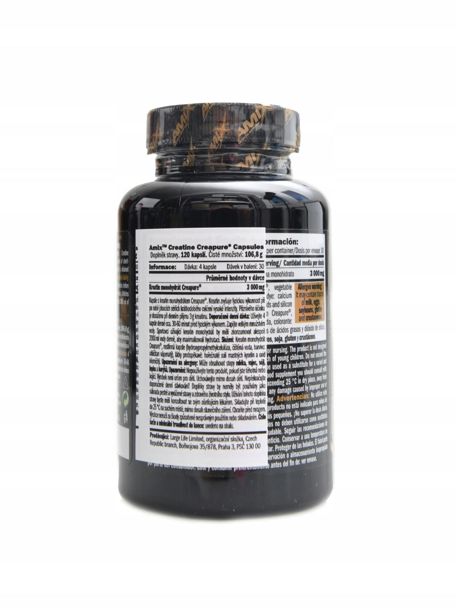 Amix Black line Creatine creapure 120 kapslí Packaging status original
