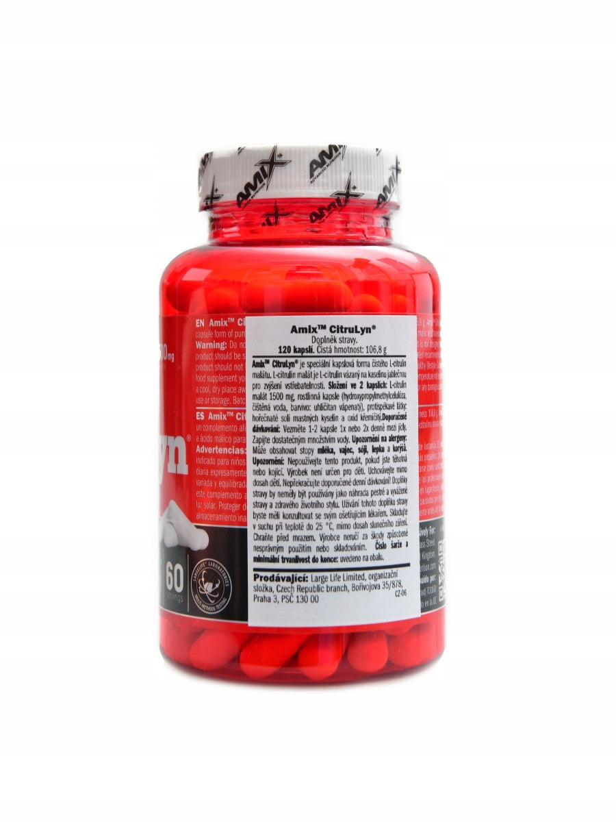 Amix Citrulyn 120 kapslí 750 mg Expiration date at least six months from the date of purchase