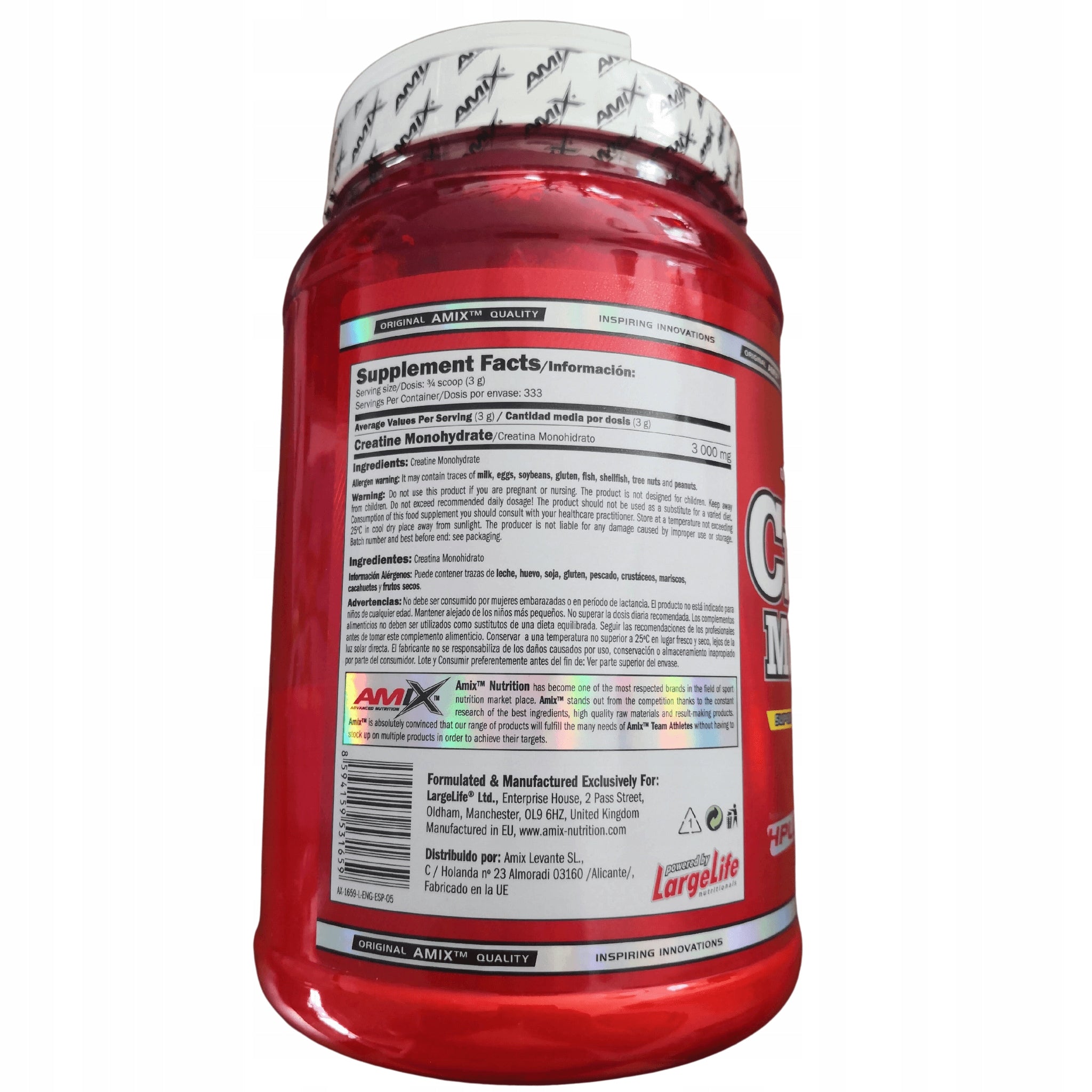 Amix Creatine Monohydrate 1000g NATURAL TASTELESS CREATINE MONOHYDRATE Packaging status original