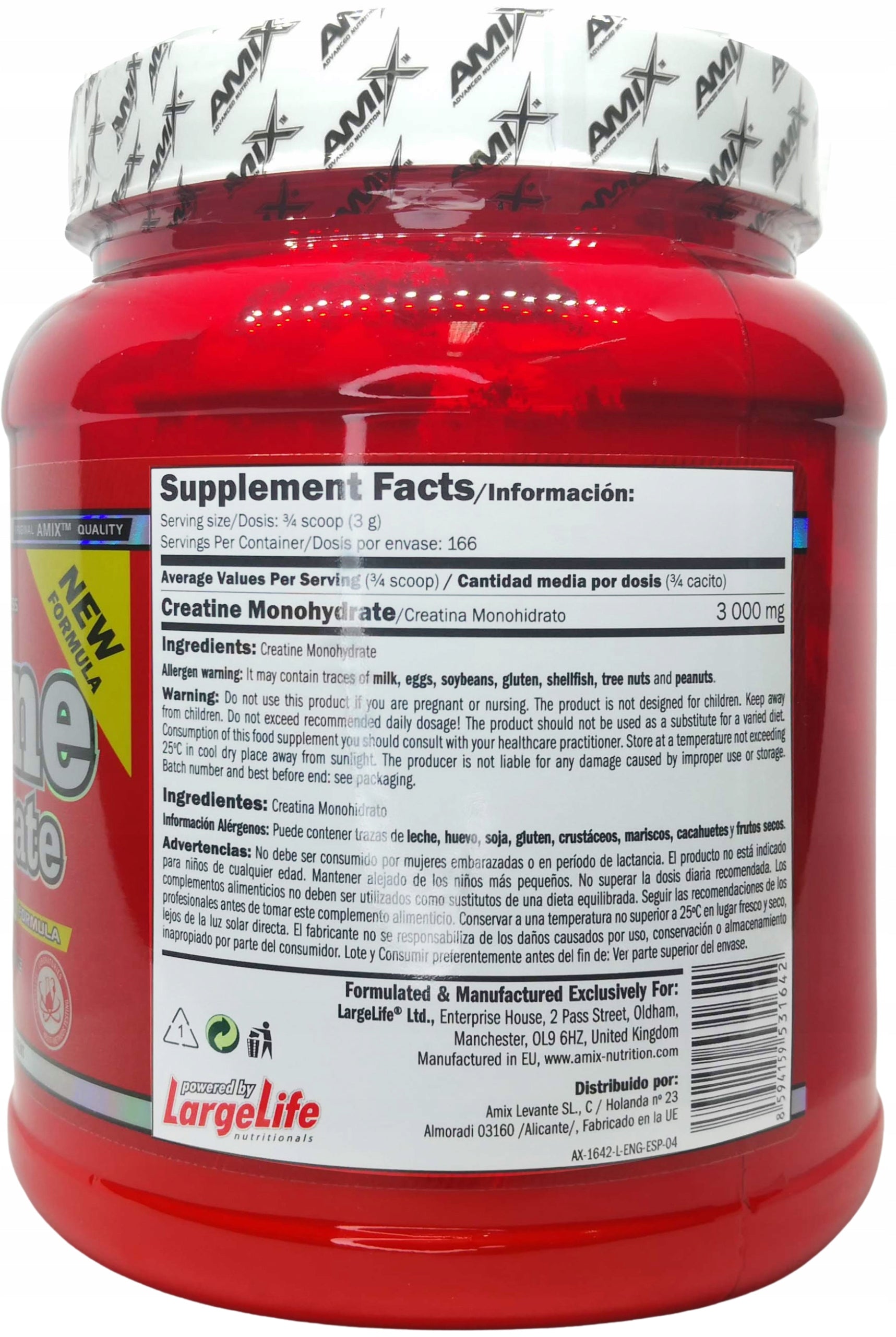 Amix Creatine Monohydrate 500g NATURAL TASTELESS CREATINE MONOHYDRATE Expiration date at least six months from the date of purchase