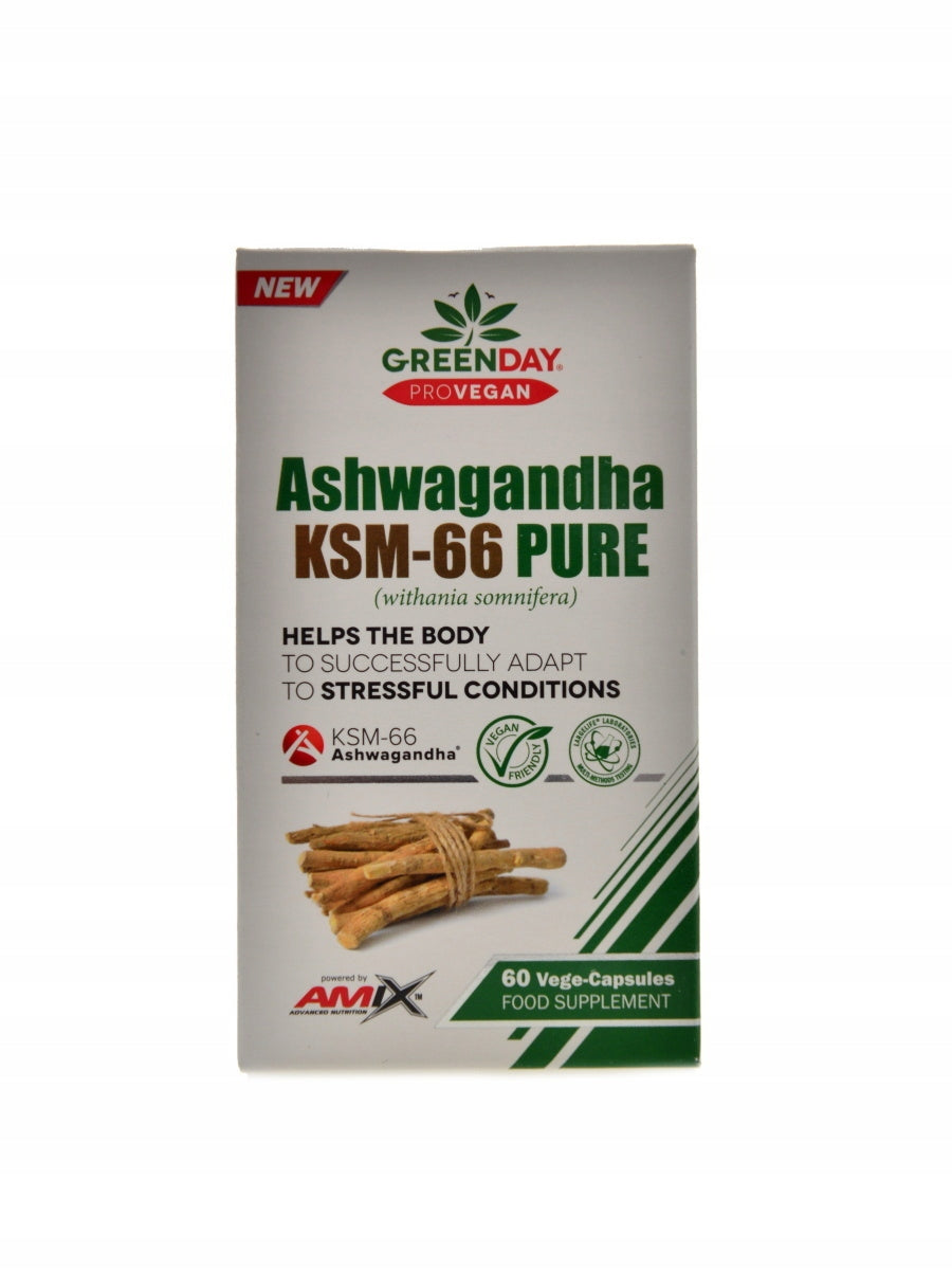 Amix GrrenDay Provegan Ashwagandha KSM-66 pure 60 vege kapslí Packaging status original