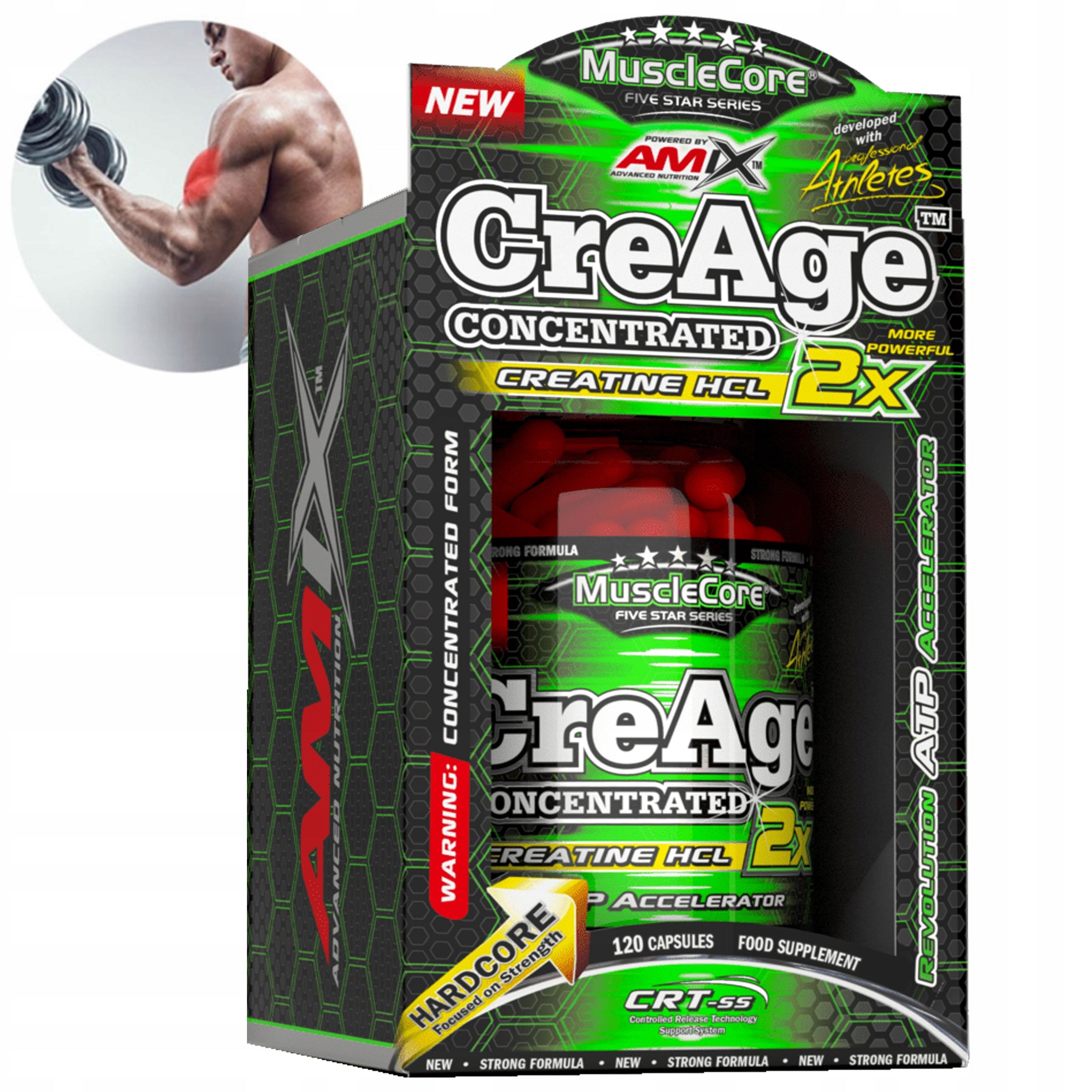 Amix Musclecore CreAge 120caps CREATINE HCL - The Strongest Creatine Strong! Packaging status original